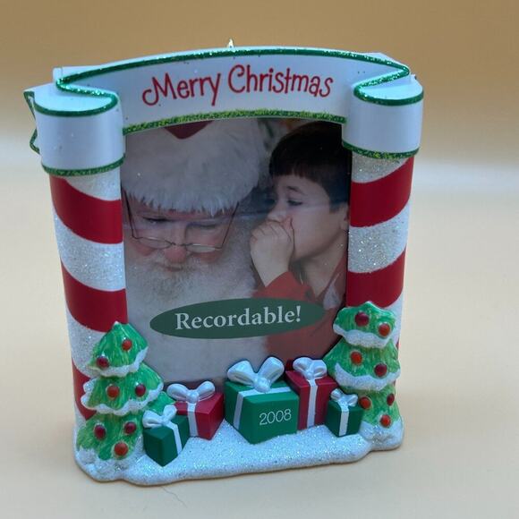 2008 Hallmark Keepsake "Sittin' on Santa's Lap" Recordable Ornament - Photo Hold - Picture 1 of 3